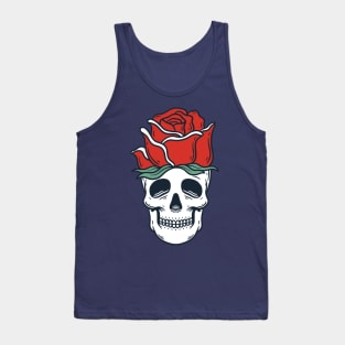 Sketelon Head with Rose Tank Top